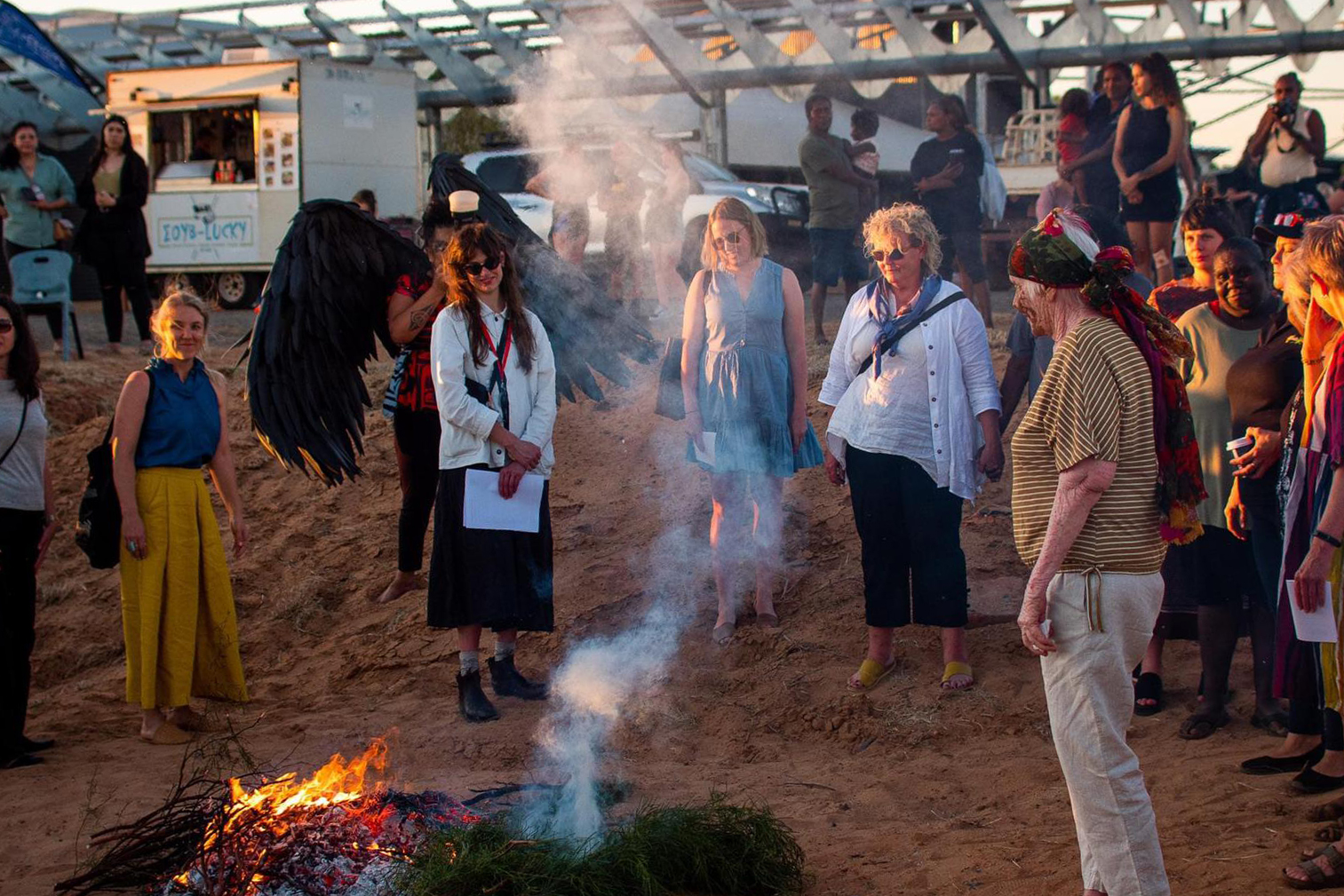 Smoking ceremony at History and Heroes exhibition opening. Photo: Ngaarda Media