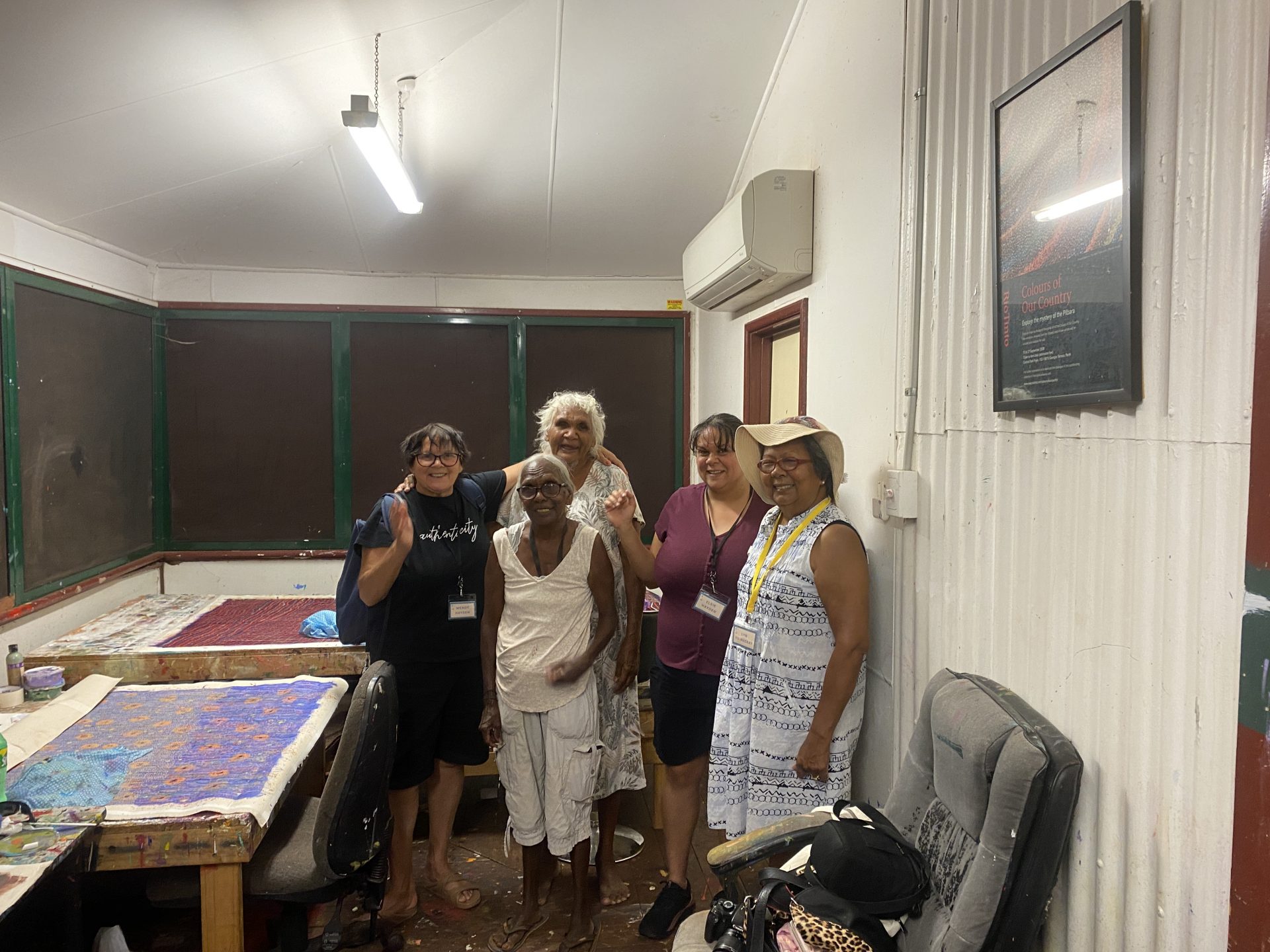 Wendy Hayden, Nanna Aileen Sandy, Elsie Hayden and Lyn Yu-Mackay at Yinjaa-Barni Arts. Photo: Glenda Dixon.