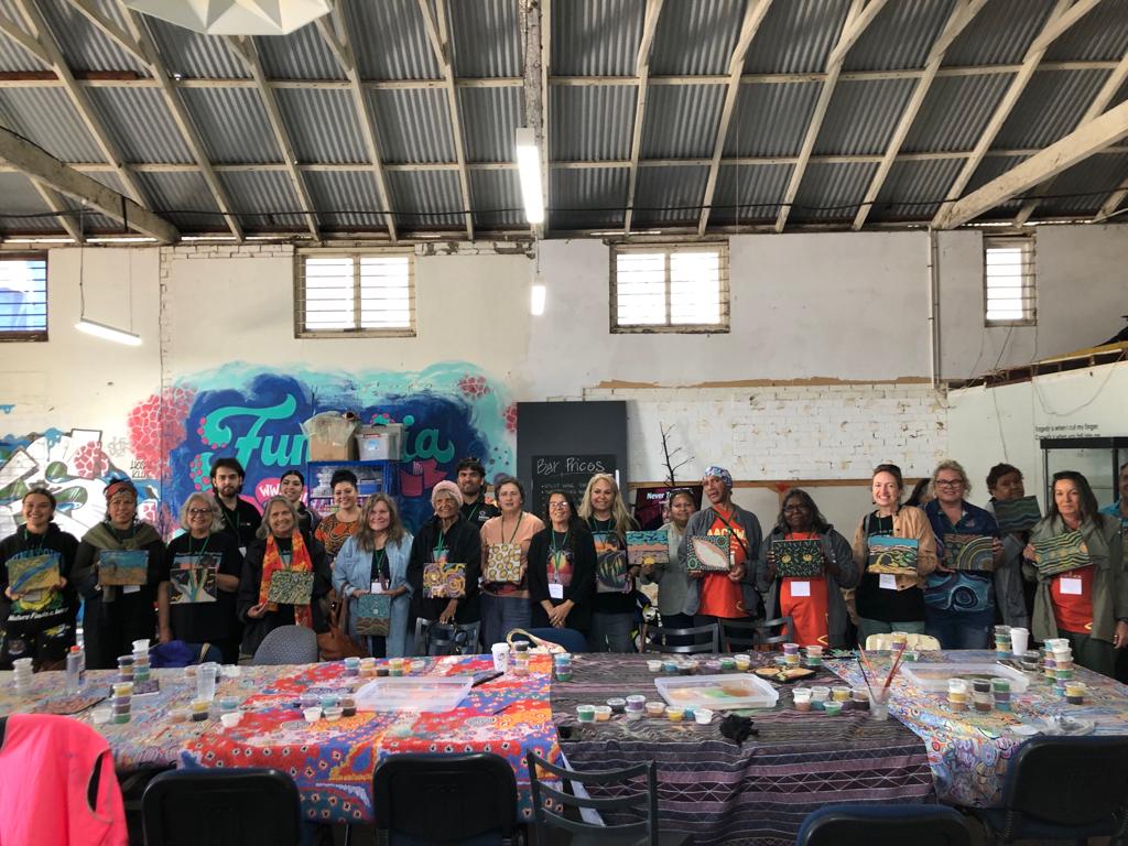 Our Business Forum delegates enjoy an art workshop at Yamaji Art, Geraldton, 2022. Photographer: Simone Johnston. 