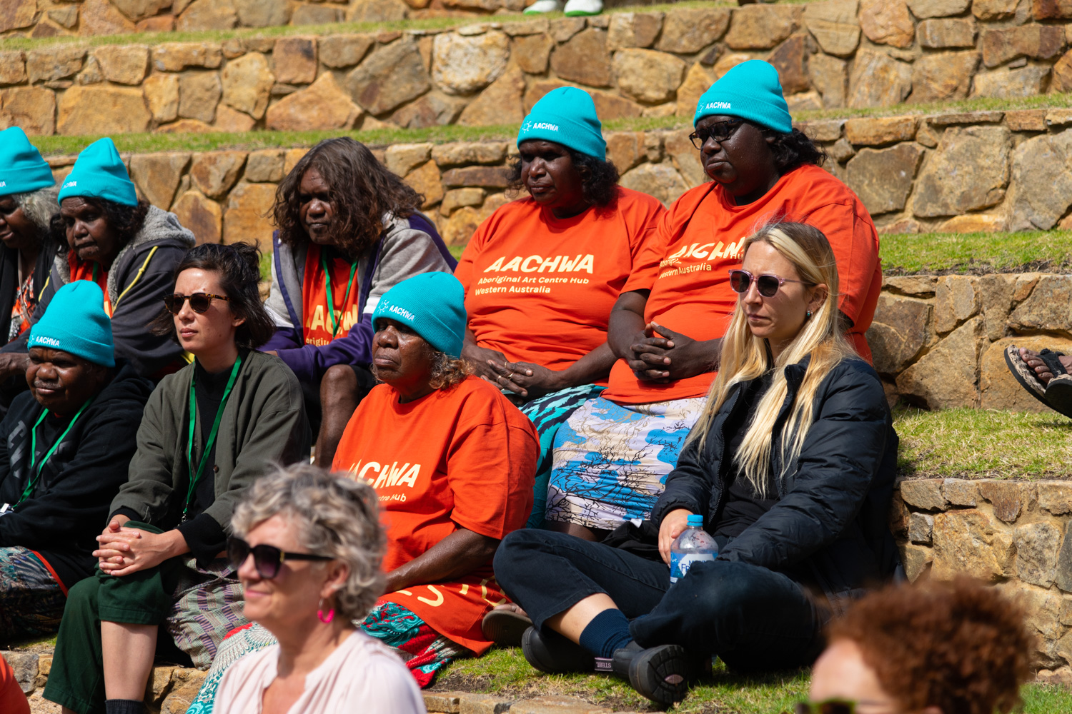 AACHWA Members at the Our Business Forum opening, at the Queens Park Amphitheatre, Geraldton, 2022.  Photographer: Dragonfly Media.