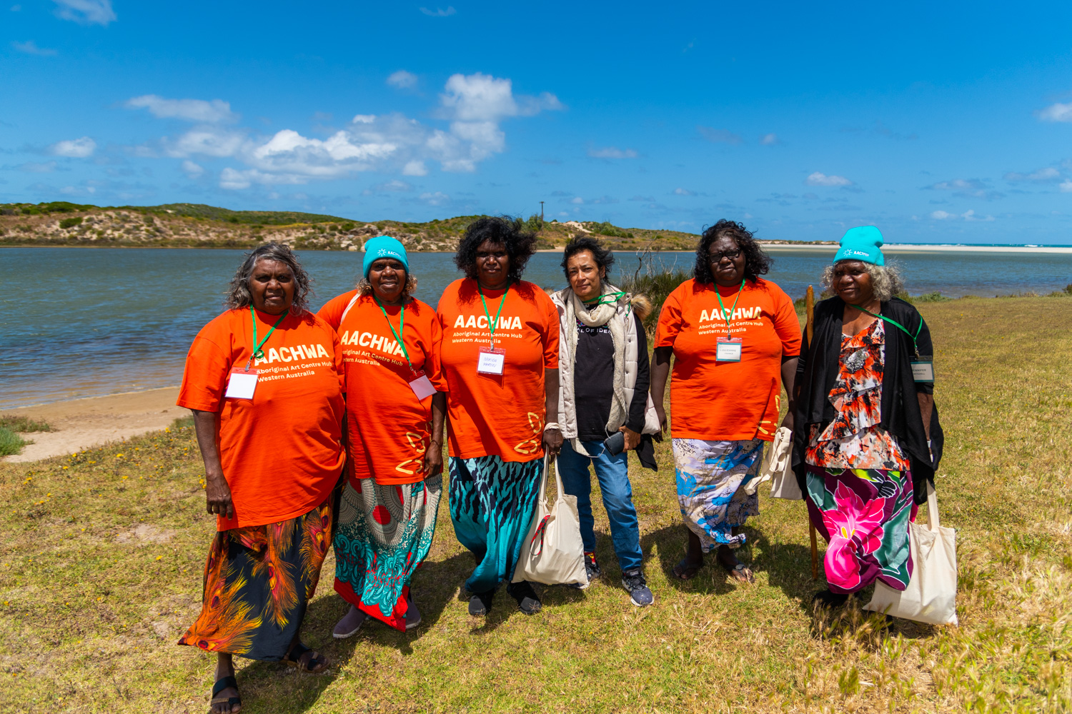 Maureen Baker, Sally Butler, Nerida Martin, Deeva Muir, Julieanne Farmer and Jennifer Mitchell, Geraldton, 2022. Photographer: Dragonfly Media.