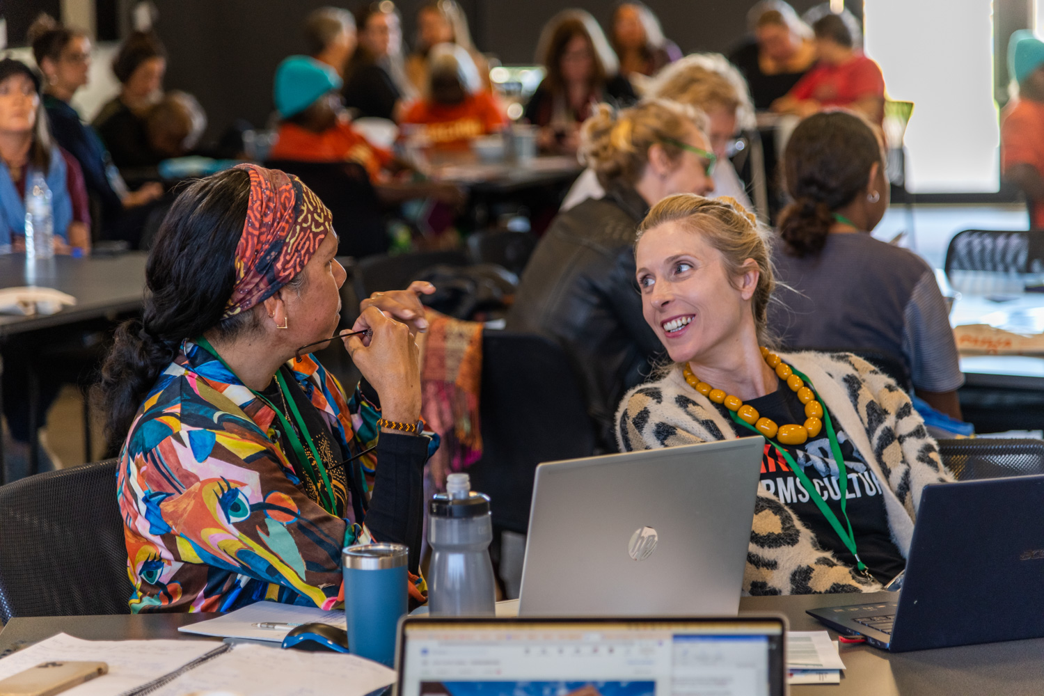 Jo-Anne Driessens and Suzanne Derry from Arts Law attend the Our Business Forum, Geraldton, 2022. Photographer: Dragonfly Media.