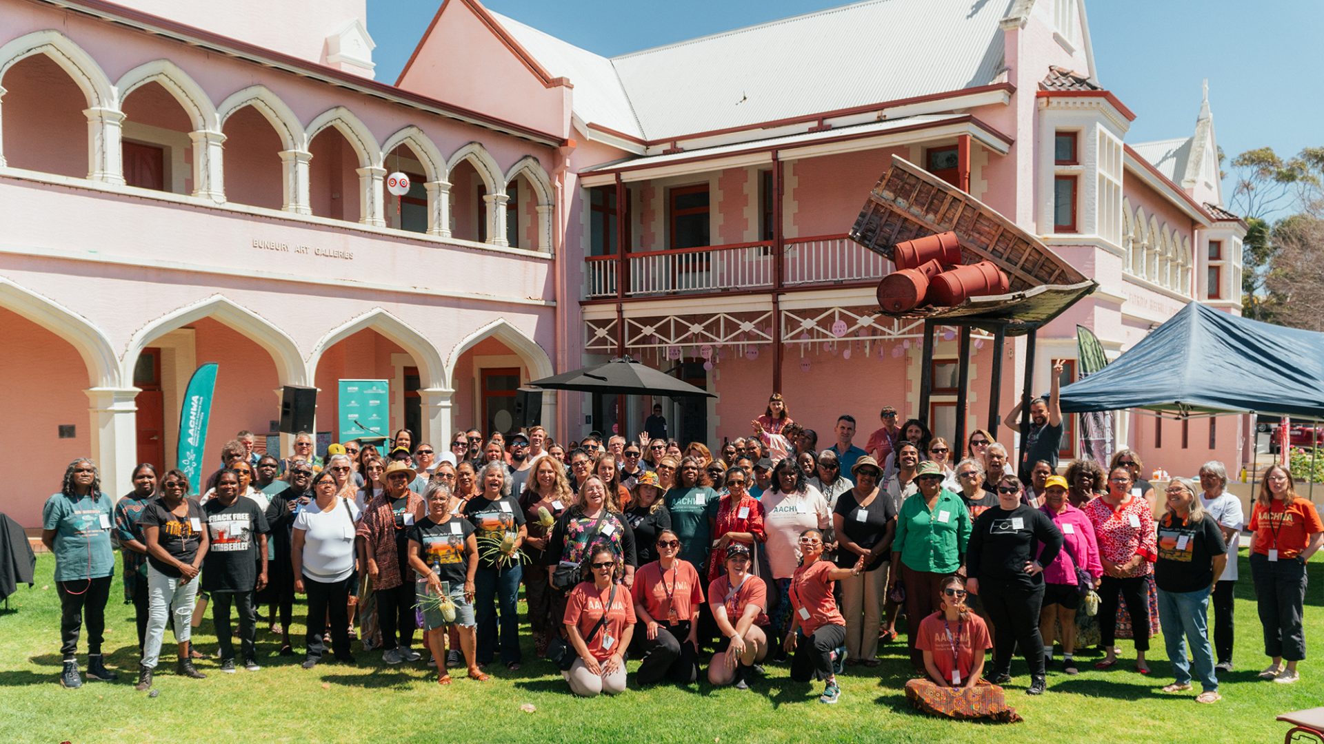 Our Business: Aboriginal Art Centre Forum, Bunbury Regional Art Gallery, Wardandi Country, 2024, courtesy of Aboriginal Art Centre Hub of WA (AACHWA), photo: Jason Haji-Ali. 